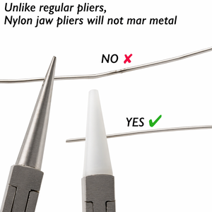 Alicates de punta redonda de acero inoxidable de 5 pulgadas con mordazas de nailon y puntas blandas, herramienta de joyería para doblar alambre y hacer bucles, cabezales de repuesto, agarre ergonómico, bricolaje - Product Image 6