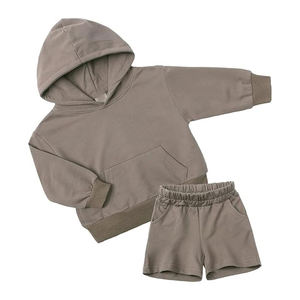 Ensemble short et sweat à capuche à manches longues pour garçons et filles, pull à capuche pour enfants, 2 pièces, tenues actives - Product Image 2