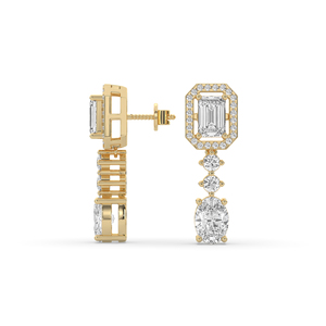 Boucles d'oreilles en or 14 carats et 10 carats avec diamants de laboratoire 3,10 carats, taille émeraude ovale brillant, légères, style unique, prix direct usine - Product Image 3