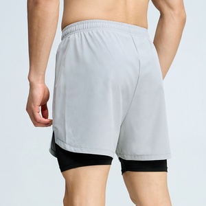 Shorts de sport double couche personnalisés avec étiquette privée, vente en gros OEM, shorts de course en mesh pour hommes, production en vrac, fabricant - Product Image 3