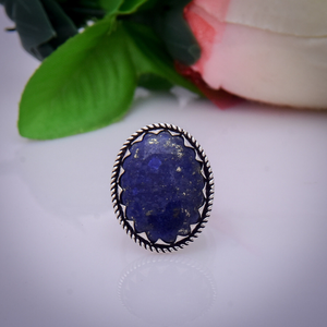 Bague en pierre de lapis-lazuli bleu royal, argent sterling 925, bijou élégant - Product Image 3