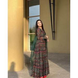 Vestido Anarkali de Diseñador y Dupatta para Fiesta - Talla XS - Product Image 2