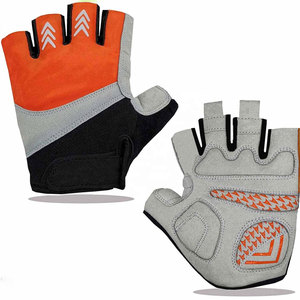 Gants de cyclisme demi-doigts orange, gris, noir, antidérapants, en tissu tissé, unisexes, respirants, pour la course - Product Image 1