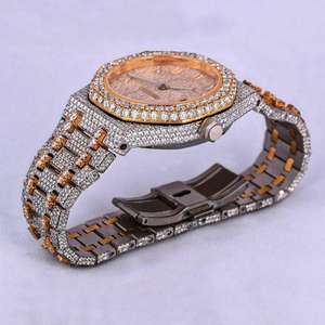 Wristwatch Featuring Sparkling Moissanite <b>Diamonds</b> <b>Watch</b> Round Brilliant cut <b>Watch</b> <b>Diamonds</b> for Luxury Look Custom Hiphop <b>Watch</b> - Product Image 5