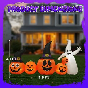 Decorazioni Gonfiabili di Halloween in PVC da 2,4 Metri con Luci LED, Zucche e Fantasmi per Decorazioni da Giardino Gonfiabili per Esterni - Product Image 5