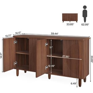 Credenza Moderna con Ante, Mobile Buffet Contemporaneo con Soluzione Pratica di Archiviazione - Product Image 3
