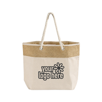Sac fourre-tout de plage en toile de jute avec poignées en corde, soufflet à œillets, personnalisable avec logo, vente en gros, promotionnel, pour le shopping, le marché, la vente au détail et les cadeaux