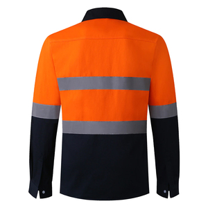 เสื้อกั๊กนิรภัยคุณภาพดีเยี่ยมแบบใหม่ สีส้มกรมท่า แถบสะท้อนแสง ระดับ 2 แขนยาว สำหรับทำงาน - Product Image 3