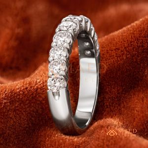 925 Sterling <b>Silver</b> Round Moissanite <b>Eternity</b> <b>Ring</b> Lab Grown Diamond Wedding Band Fine Jewelry for Women - Product Image 2