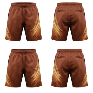 Pantalones Cortos Deportivos Premium para Hombre, Color Marrón, de Nailon, con Estampado Moderno y Abstracto, Ligeros, de Secado Rápido y Alto Rendimiento - Product Image 4