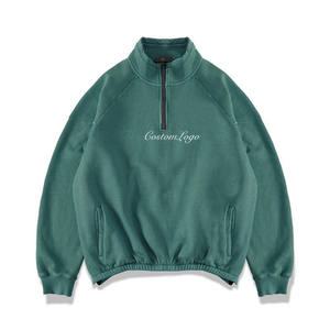 Sweat-shirt à col ras du cou avec fermeture éclair pour homme – Pull en molleton de coton surdimensionné style streetwear, coupe décontractée et épaisse pour l'hiver - Product Image 2