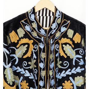 ART&ART High Quality Velvet Suzani Embroidered Eco-Friendly Floral <b>Pattern</b> <b>Quilted</b> <b>Jacket</b> for Women Boho Style Winter Statement - Product Image 6