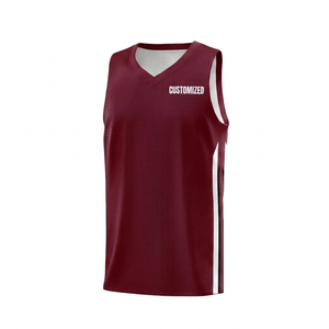 Camiseta de baloncesto personalizada al por mayor, color granate, sin mangas, deportiva, personalizada para equipos deportivos, ropa deportiva para hombre, transpirable - Product Image 1
