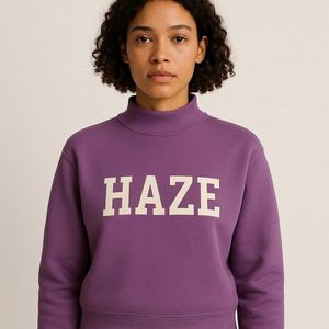 Refined Mockneck Sweatshirt Oversized Fit Cotton Fleece Pullover Warm Winter Casual Streetwear Modern Fashion Top - Product Image 1