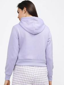 Sudadera con Capucha Personalizada para Mujer, Color Lavanda Sólido, Felpa Suave, Manga Larga, Estilo Casual Urbano, Invierno - Product Image 4