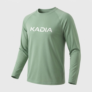 Camiseta Deportiva de Manga Larga para Hombre, Diseño Personalizado OEM, Color Verde Salvia, Transpirable, de Alta Calidad, con Logotipo Blanco - Product Image 3