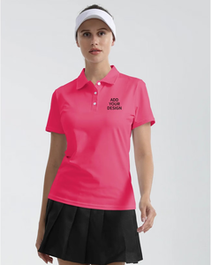 Women's Pink for Shirt Short Sleeve Solid Color Breathable Knitted 100% Polyester Heat-Transfer Printed 160g Custom Logo Print - Product Image 1