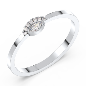 Anillos de Compromiso REYES con Diseño Original, Moissanita de Corte Marquesa de 0.08 Quilates, Plata de Ley 925, Joyería Fina para Boda - Product Image 2
