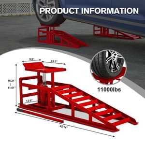 2 Pack basso profilo idraulico auto rampe di sollevamento 5T 11000lbs Garage veicolo rampe di servizio per camion rimorchio colore rosso - Product Image 2