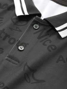 Polo de Verano para Hombre con Estampado de Letras y Geométrico en Bloques de Color - Product Image 3