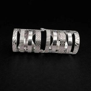 German silver full finger <b>ring</b> <b>statement</b> armor <b>ring</b> unisex joint support splint <b>ring</b> textured multi band long <b>ring</b> - Product Image 4