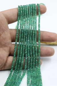 Collier minimaliste à 5 rangs de perles d'émeraude zambienne facettées rondes, 2,5-4 mm, 17-20 pouces - Product Image 4