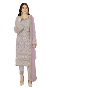 Tela Georgette de imitación especial para novia y adultos con estampado digital Moda pakistaní Salwar Kameez/Vestido Anarkali a bajo precio - Product Image 1