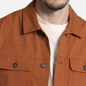 Soft 100% Cotton <b>Canvas</b> Winter <b>Jacket</b> Lightweight Breathable Eco-Friendly Front Logo Comfortable Outdoor Casual Wear - Product Image 5