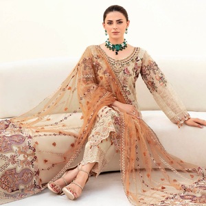 Indian and <b>Pakistani</b> Embroidery Work <b>Dress</b> for Women Three Piece Saari Salwar Kameez Party Wear on <b>Eid</b> Sale - Product Image 4