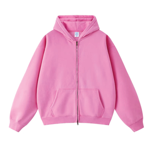 Sweat à capuche unisexe personnalisé 100 % coton en molleton, col rond, fermeture éclair métallique brodée, coupe ample, séchage rapide, respirant - Product Image 5