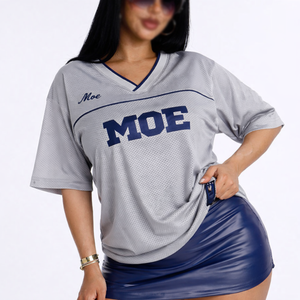 カスタムレディースオーバーサイズアメリカンジャージートップ通気性半袖ストリートウェアスポーツシャツOEMプライベートラベル卸売（米国向け） - Product Image 4