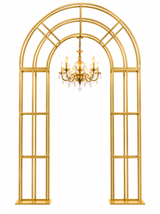 Arche en métal doré la plus vendue pour la décoration de scène de réception, support de toile de fond de mariage avec panneaux géométriques pour la réception sur scène - Product Image 3