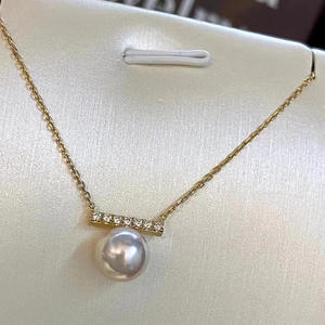 7-9mm Flawless Freshwater <b>Pearl</b> Pendant S925 <b>Silver</b> Minimalist Geometric Balance Beam <b>Necklace</b> Collarbone <b>Necklace</b> Fine Pendant - Product Image 2