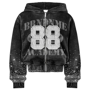 Sudadera con Capucha de Algodón y Forro Polar de Alta Calidad, Personalizada con Pedrería, 400gsm, para Hombre, Corte Regular, Logotipo Serigrafiado y Bordado, Ropa Urbana - Product Image 3