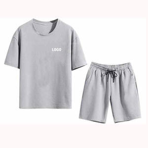 Conjunto Deportivo de Verano para Hombre, Dos Piezas, Transpirable, 100% Algodón, Sudadera con Capucha, Pantalones Cortos con Bolsillos, Tallas Grandes, Estampado Color Block, Estilo Urbano - Product Image 5