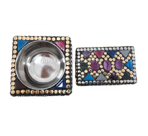 เตาเผาบาคูร์งานฝีมือคุณภาพสูง ดีไซน์ตะวันออกกลาง แบบออลอินวัน ปรับแต่งได้ ผลิตจากไม้ เรซิ่น ทองเหลือง ฝังโลหะ กลิ่นกุหลาบอินเดีย - Product Image 4