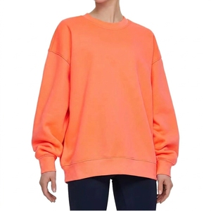 Sudadera de algodón de punto grueso para mujer, cuello redondo, diseño liso, bordado personalizable, alto GSM - Product Image 3