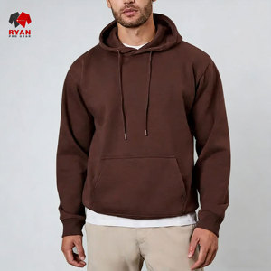 เสื้อฮู้ดดี้สตรีทแวร์แบบเรียบ ผ้าฝ้าย 100% คุณภาพสูง หนานุ่ม สำหรับผู้ชาย ออกแบบ ODM - Product Image 4