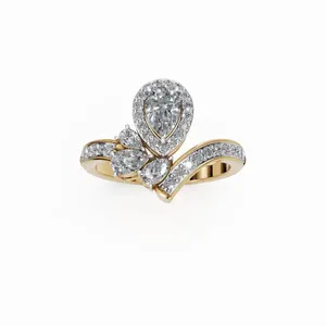 Anillo de Diamantes Cultivados en Laboratorio Whispering Wings, 38 Piezas, Banda Redonda y en Forma de Pera, Certificado IGI, Claridad VVS, Lujoso para Mujer - Product Image 1