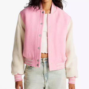<b>Ladies</b> Wholesale Polyester Cotton Crop Varsity <b>Jacket</b> Quilted Breathable Canvas Letterman Baseball <b>Jacket</b> Custom - Product Image 4