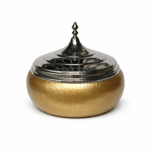 Ensemble de casseroles de luxe en métal doré, chauffe-plats en acier inoxydable | Bol de service artisanal, vaisselle de cuisine arabe du Golfe, décoration - Product Image 4