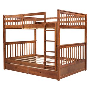 Letto a Castello in Noce con Scala e Due Cassetti Contenitori per Bambini (Modello LT000365AAD) - Product Image 4