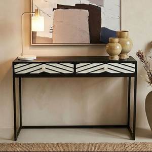 Mesa Consola con Incrustaciones de Hueso, Mueble de Madera Artesanal para Pasillo con Elegante Almacenamiento y Acabado Decorativo - Product Image 3