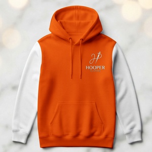 เสื้อฮู้ดผู้ชาย Hooper สีส้ม-ขาว ผ้าฝ้ายเฟรนช์เทอร์รี่บุซับใน ระบายอากาศได้ดี แห้งเร็ว มีโลโก้ที่แขนซ้าย เหมาะสำหรับใส่ในฤดูหนาว - Product Image 6