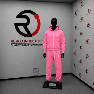 Ensemble de survêtement rose pour homme avec logo personnalisé, sweat à capuche zippé et pantalon de jogging, tenue décontractée streetwear et sportswear deux pièces, vente en gros - Product Image 3