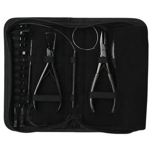 Kit de herramientas multifunción para extensiones de cabello negro con alicates de 7 pulgadas, alicates para extensiones de cinta, crimpadora de microanillos, gancho para extraer cabello y lazo. - Product Image 6