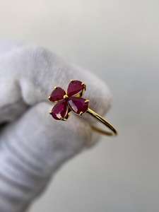 Anillo de Rubí con Corte de Pera Único, Anillo de Compromiso y Boda de Plata de Ley 925 Chapado en Oro de 14K con Rubí Vintage - Product Image 5