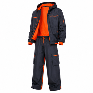 Windbreaker Tracksuit Set Custom Embroidered Logo <b>Zip</b> Pocket Chest Design Water Repellent Nylon Fabric Wholesale Streetwear - Product Image 1