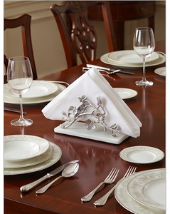 Silver <b>Metal</b> Flower Design Free Standing Tissue Holder Decorative Napkin Stand For Tabletop Use And Kitchenware Use - Product Image 5