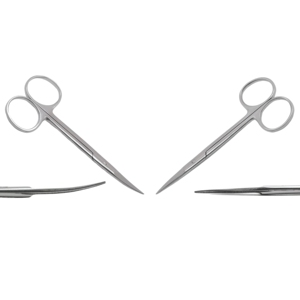 Ciseaux chirurgicaux dentaires pour iris, droits et courbés, 4,5 cm, tranchants, en acier inoxydable, pour usage vétérinaire et dentaire - Product Image 1